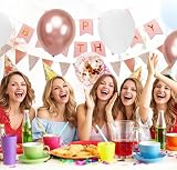 Buygain Rose Gold Happy Birthday Banner with Balloons & Ribbons view 4