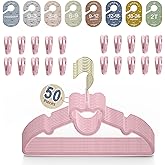Velvet Baby Hangers with Clips – Organize Baby Clothes by Age with Size Dividers – Save Closet Space for Newborn to Toddler Outfits – Perfect Nursery Must-Have (Petal)