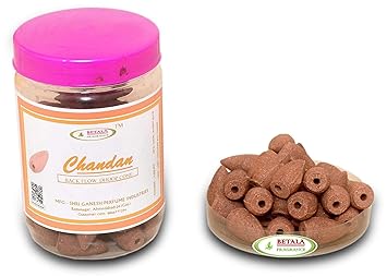 BETALA FRAGRANCE backflow incense dhoop cones, pack of 100 pcs, CHANDAN (SANDAL) flavour scented back flow smoke cone for fragrance, budha, backflow burner, ganesh, smoke fountain