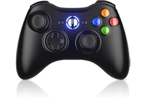 Nonbliep Replacement for Xbox 360 Controller, Wireless Gamepad Upgraded Joystick Compatible with Xbox 360 & Slim/Windows 11/10/8/7 PC Controller with 2.4GHz Receiver (Black)