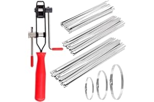 Swpeet 37Pcs 4" 8" 14" CV Joint Ear Clamp Banding Boot Clamp Tool with Stainless Steel Band Clamps Locking Metal Cable Zip Ti