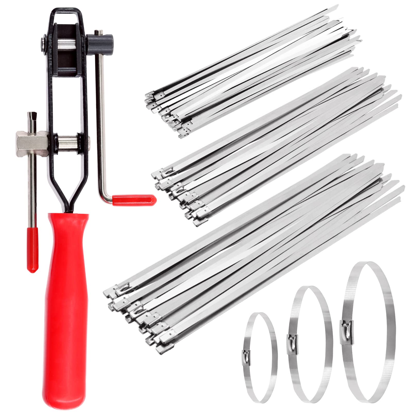 Swpeet 4" 8" 14" CV Joint Clamp Tool with Stainless Steel Band Clamps Locking Metal Cable Zip Ties Kit, Perfect for Mounting CV Joints, ATV Axles