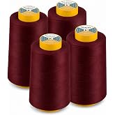 AK Trading 4-Pack Burgundy All Purpose Sewing Thread Cones (6000 Yards Each) of High Tensile Polyester Thread Spools for Sewing, Quilting, Serger Machines, Overlock, Merrow &amp; Hand Embroidery.