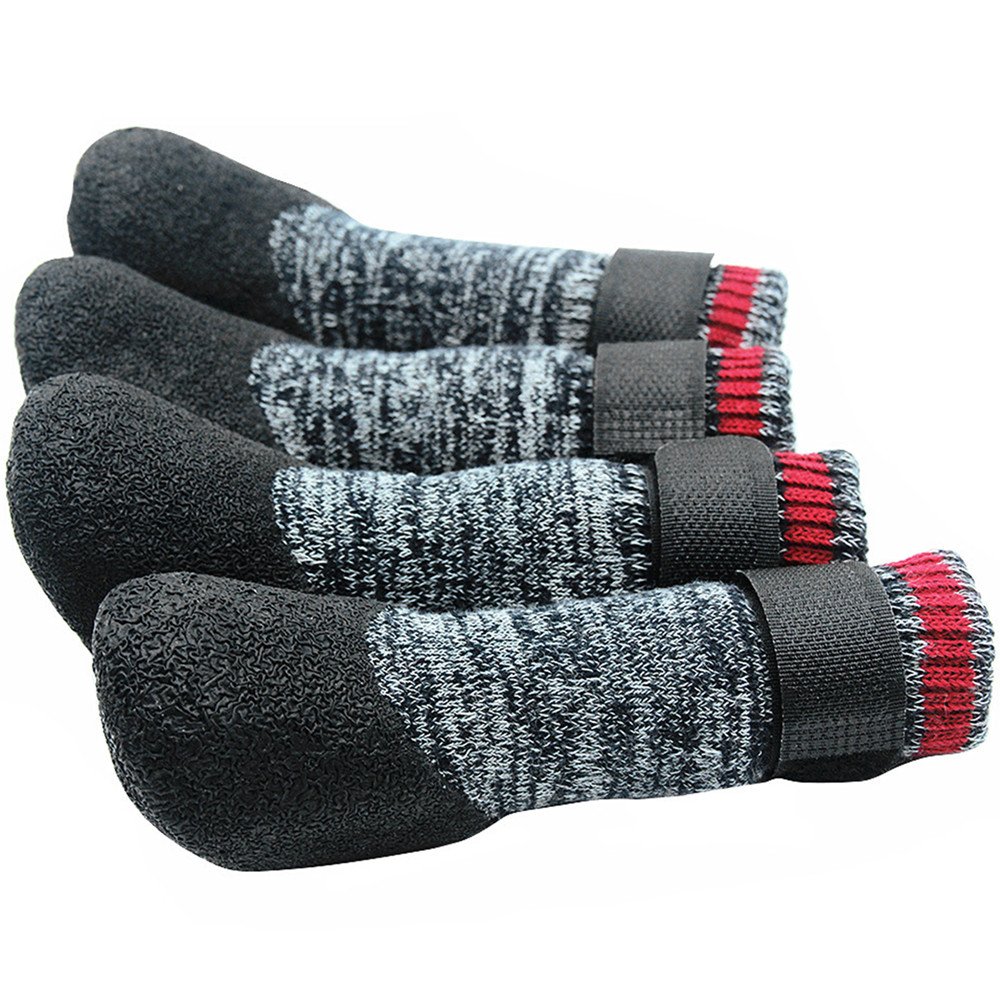 Mihachi Dog Socks Rubber Sole Paw Protectors with Velcro Straps Traction Control Anti-Slip Waterproof Boots Winter Paw Protectors — image 1