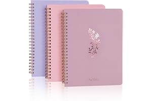 ZenBeya Cute Spiral Notebook A5, Aesthetic Floral Design Spiral Journal for Women Girls with Pocket & Lined Pages, 8MM 160 Pa
