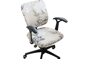 FORCHEER Stretch Split Office Chair Covers Two Pieces Floral Separated Desk Chair Slipcover Washable -Summer Floral