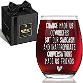 QHLLWT Funny Wine Glass Gifts for Coworkers Men Women, Chance made us coworkers, Birthday Christmas Thankyou Glasses Gift for Colleagues Work Bestie Friends, Sarcastic Stemless gift -82