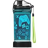 Lightzz Gamer Water Bottle, Fortnite Stuff Toy with 3D Glowing Light, Fortnite Gifts Back to School for Boys Gamers, Minecraft Cup for Holiday Camping Picnic, 14 Oz And Tritan BPA Free