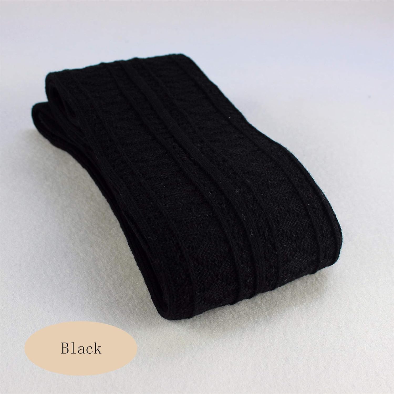 Ecroon Gil's Long Cotton Thigh High Boot Stockings, A-black, One Size - Image 3