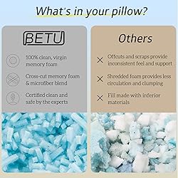 BETU Cooling Pillow Queen Size, Shredded Memory