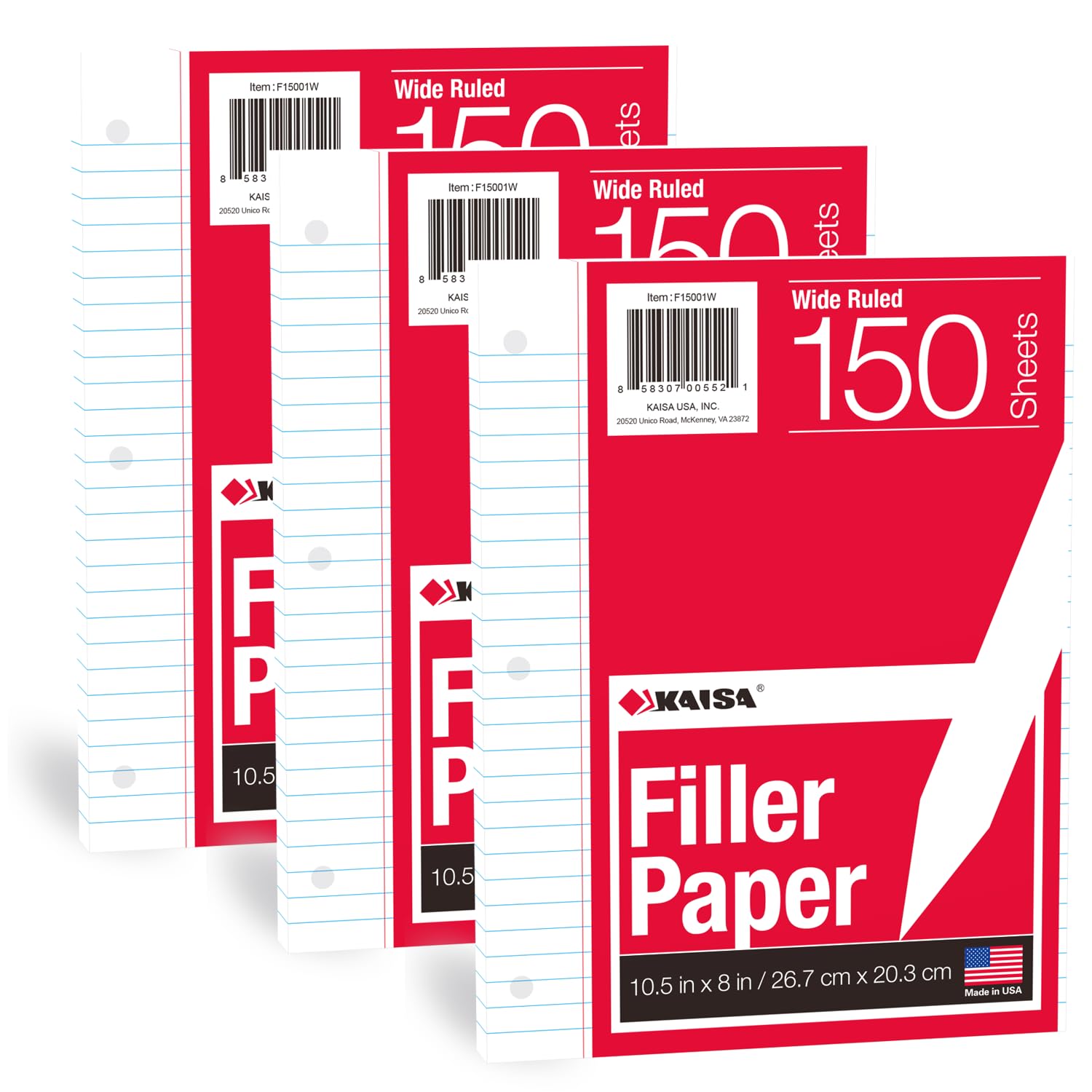 KAISA Filler Paper Loose Leaf Paper, Wide Ruled