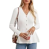 GRACE KARIN Long Sleeve Cardigan Sweaters for Women, Button Up Knit Blazer, Lightweight Business Casual Peplum Tops