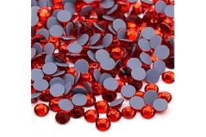 KZKCY Hotfix Rhinestones Flatback Glass Rhinestone 6000PCS SS6 1.9-2.0MM Round Gems for Nails Art Glitter Crystals Stone DIY Bags Clothes Shoes (Red)
