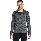 Under Armour Women's Standard Tech Textured 1/2 Zip, Black/White