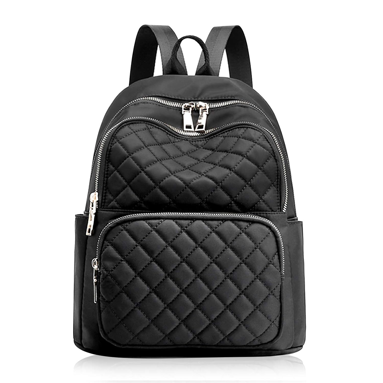 Buy Black Quilted Backpack Purse for Women Lightweight Hiking Travel