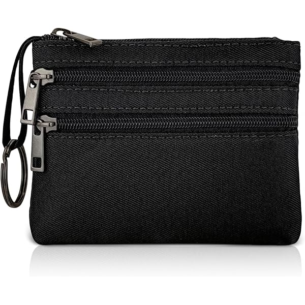 WisePoint Mini Zip Purse – Lightweight Canvas Wallet With Keychain For Cards, Coins & Keys