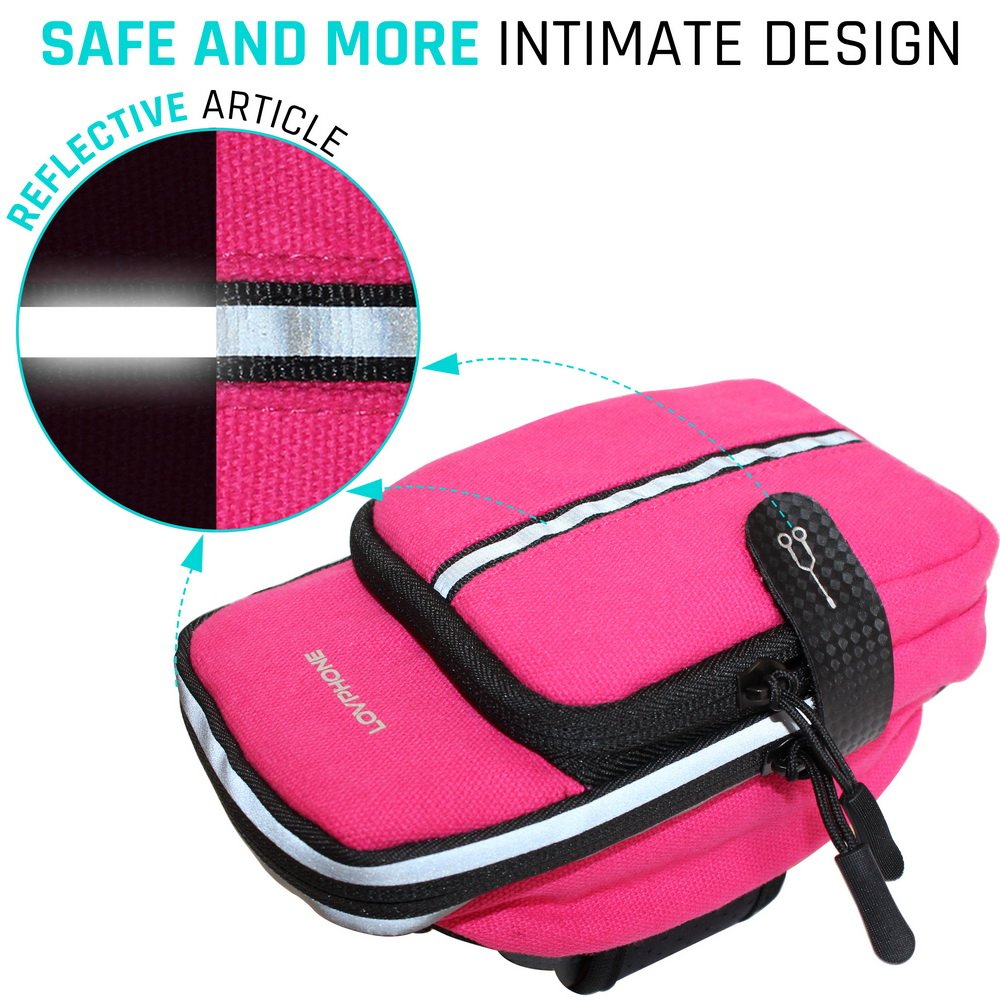 LOVPHONE Sports Armband, Double Pockets Phone Running Armband for iphone X/8/8 Plus/7/7 Plus, Samsung Galaxy Note 8/S8/S8 Plus/S7, Water Resistant (Rosy, 7.0-12.8inch)