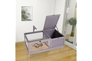 GEGURI Tortoise Habitat Wooden Turtle House, Indoor Tortoise Enclosure Outdoor Reptile Cage for Lizards Hamster with Waterproof Tray