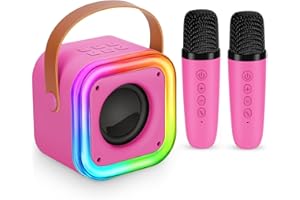 POPTREND Mini Karaoke Machine for Kids, Girl Toys Gifts, Kids Karaoke Wireless Microphone for 4,5,6,7,8,9,10,11,12 Years Old Boys and Girls Christmas Party Gifts Toys (Rose Color)