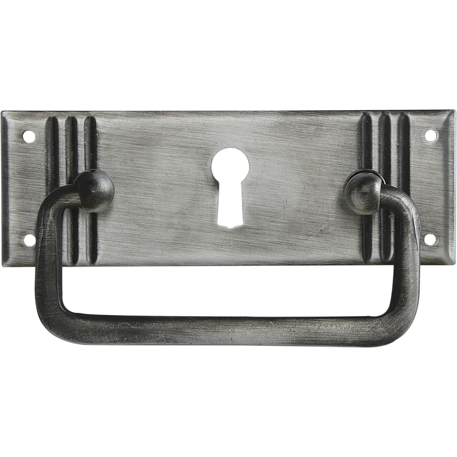 Schorgöhfer & Frehe Furniture Handle Country House Style LA 59 mm - Large Folding Handle with Keyhole - Cabinet Handle Lying Down Width 96 mm, Height 33 mm, Tin-Plated Brass