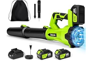 LAAPEE Leaf Blower Cordless,Electric Leaf Blower with 2 4.0Ah Battery Powered and Fast Charger, Lightweight Cordless Blowers for Lawn Care and Dust,Snow,6 Speed Control