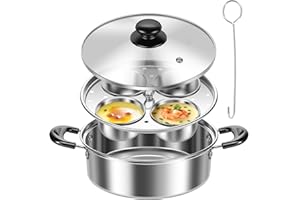 Egg Poaching Pan Stainless Steel Egg Pot with 4 Cups Multipurpose Stovetop Egg Poacher Pot for Induction Cooktop Gas Cooktop 