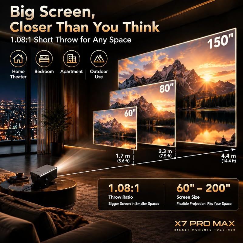 Google TV Proyector Portatil con Netflix, 938 ISO, Soporte 4K, Dolby 20W — foto 3 de 8