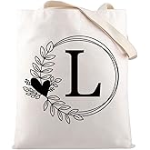 HOLLP Alphabet Shopping Bag A/C/J/K/M/S/T/N/B/L/R Letter Initial Tote Bag (Tote L)