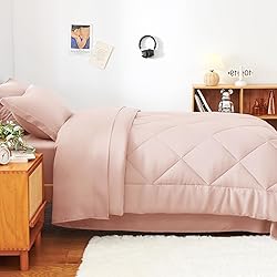 CozyLux Twin Comforter Set with Sheets Blush Pink