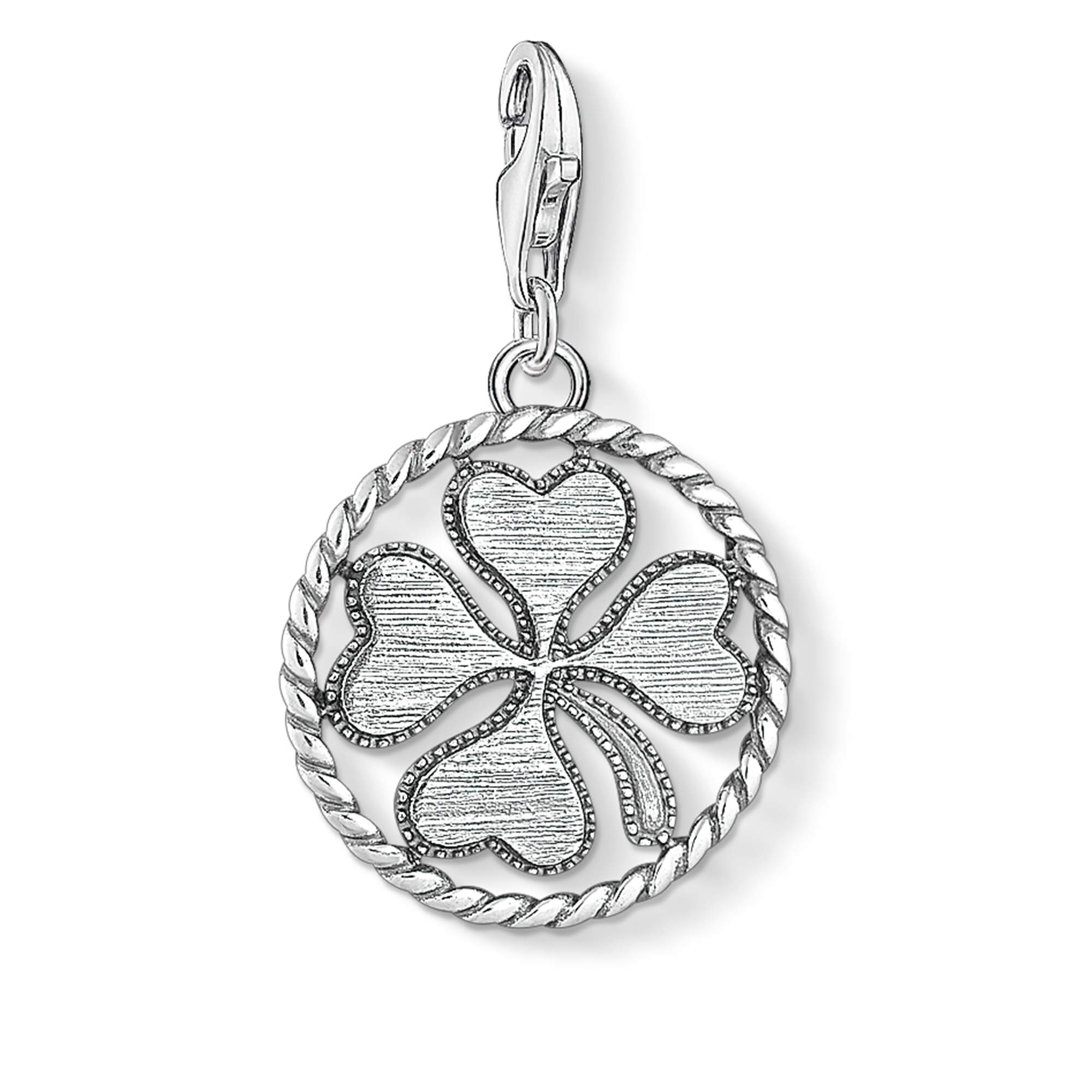 Thomas Sabo Ladies-Charm Pendant Disc Cloverleaf 925 Sterling Silver Blackened 1759-637-21