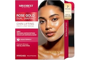 MROOBEST V Line Lifting Mask with Rose Gold - Copper Peptides Jawline Shaper with Collagen and Botanical Blend - Double Chin & Neck Tightening Mask for Face - 7 Pack