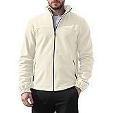QOSOQ Mens Polar Fleece Jacket Full Zip Lightweight Casual Outdoor Jackets Stand Collar Warm Coats with Pockets