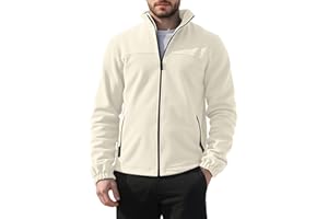 QOSOQ Mens Polar Fleece Jacket Full Zip Lightweight Casual Outdoor Jackets Stand Collar Warm Coats with Pockets