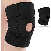 Foilswirl 1 Pcs Kids Knee Brace with Side Stabilizers Patella Gel Pads Adjustable Straps Youth Child Knee Brace Support for Meniscus Tear Sports, Meniscus Tear (Black)