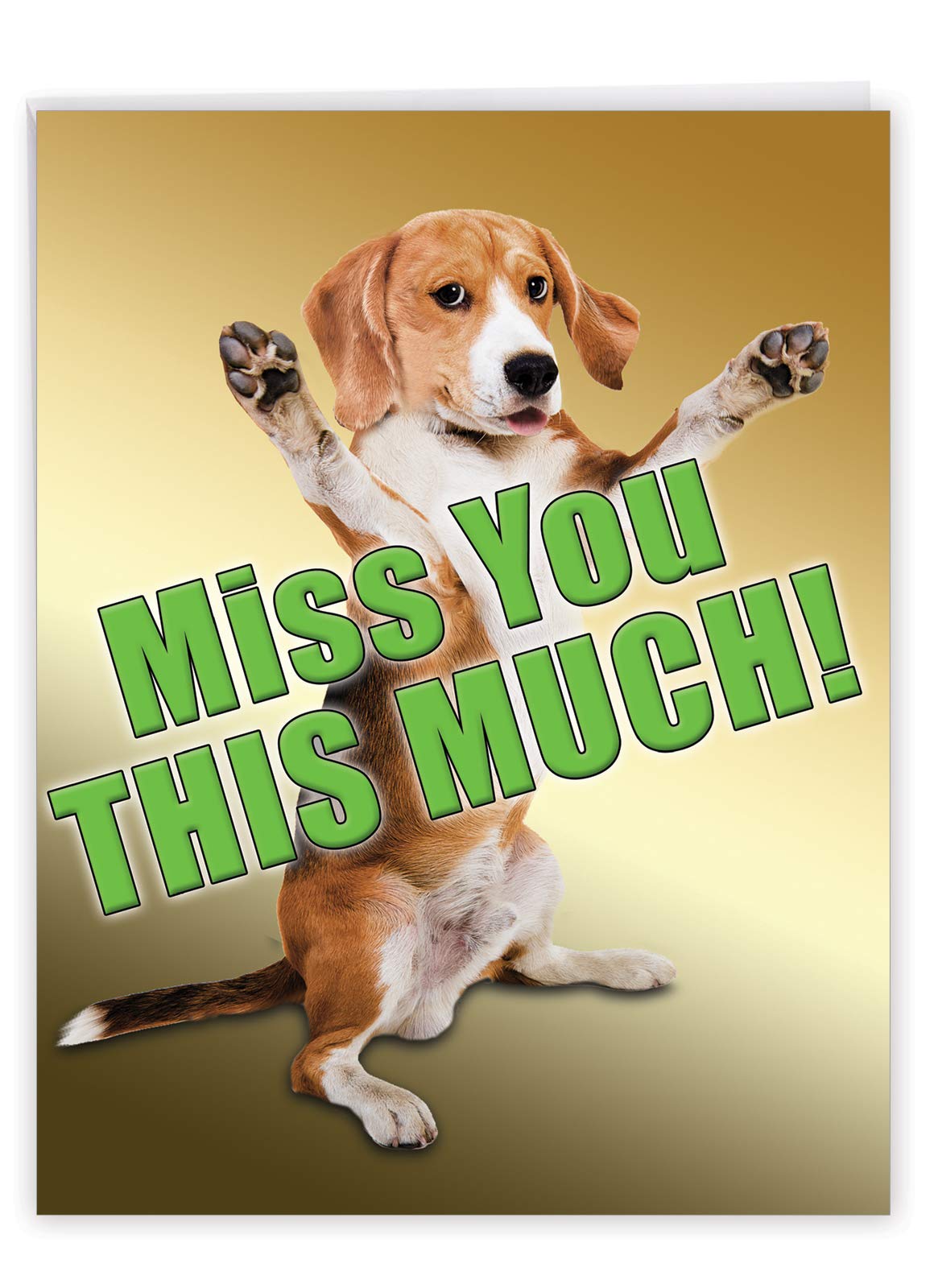 NobleWorks - Jumbo I Miss You Card with Envelope (8.5 x 11 Inch) - Thinking of You Greeting Card, Pet Dog - Miss You This Much Dog J2232MYG