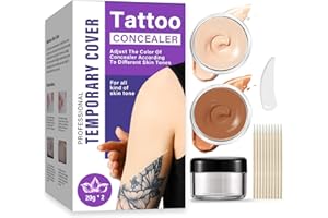 ZEBRUSH Tattoo Cover Up Makeup Waterproof - 2 Colors, Sweatproof Tattoo Cover Up Concealer, Long-Lasting for Tattoos, Scars, Spots, Vitiligo, Invisible Skin Concealer