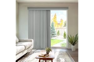 Chicology Cordless Vertical Blinds Patio Door or Large Window Shade, 78" W X 84" H, Oxford Gray Vinyl