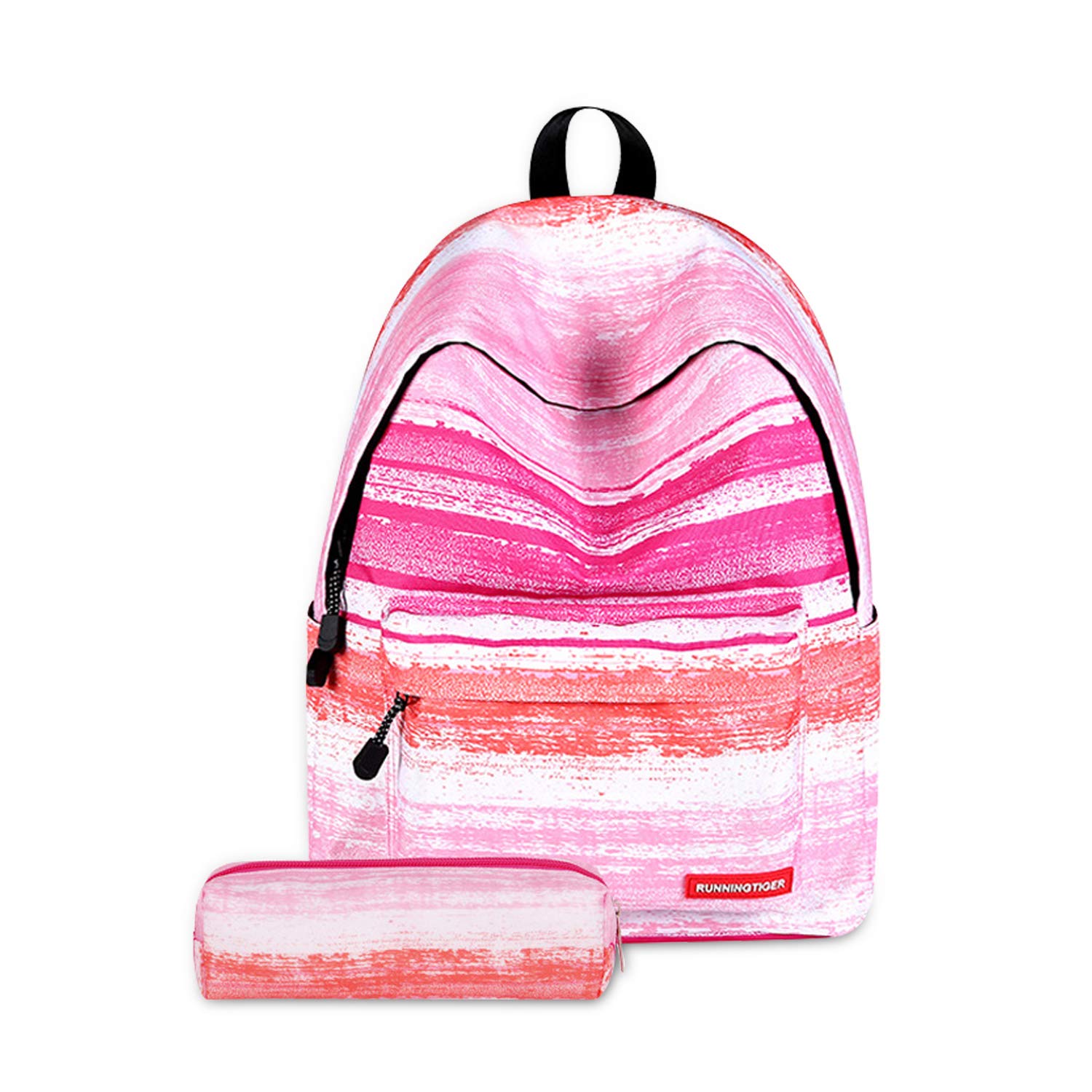 FANDARE Casual Daypack Backpacks Kids' Backpacks School Bag for Girls High School Teens Knapsack Women Travel Laptop Rucksack College Bookbag with Pencil Case Pouch Waterproof Polyester Pink