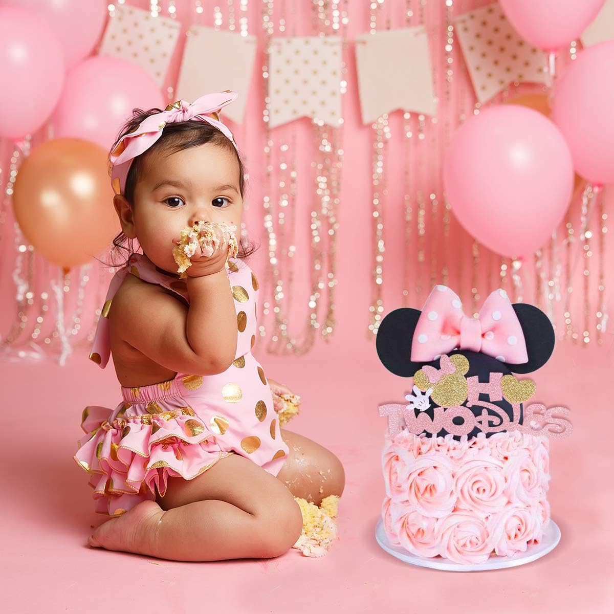 Kreatwow Minnie Cake Topper 2e Anniversaire Rose Et Or Oh Twodles 2e Anniversaire Fete Decoration Fournitures Cuisine Et Maison Decorations Dwteam In