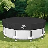 SAFANA 15FT Round Pool Covers for Above Ground Pools, Upgrade 420D Durable 15 foot Swimming Pool Cover Protective Leaf Cover with Reflective Strip Superior Windproof Tear Resistant UV Resistance Black