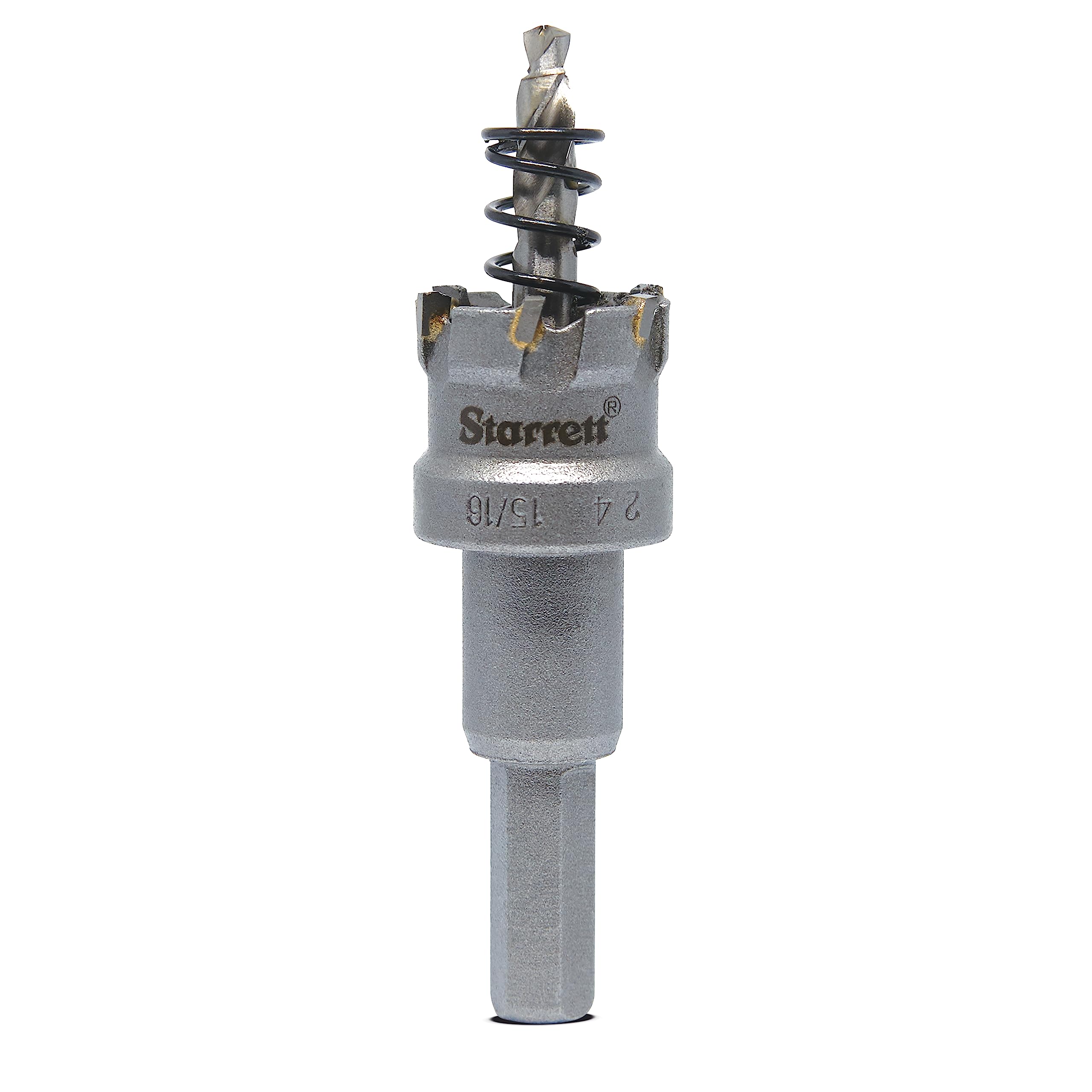 Starrett Tungsten Carbide Tipped Hole Saw - SM24 Sheet Metal Cutter With Arbor & Pilot Drill Bit - For Drilling Stainless Steel Aluminum Alloy - 24 mm