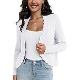 Elitechoice Women's Cropped Long Sleeve Lightweight Cardigan Sweater Open Front Knit Bolero Shrug for Dresses