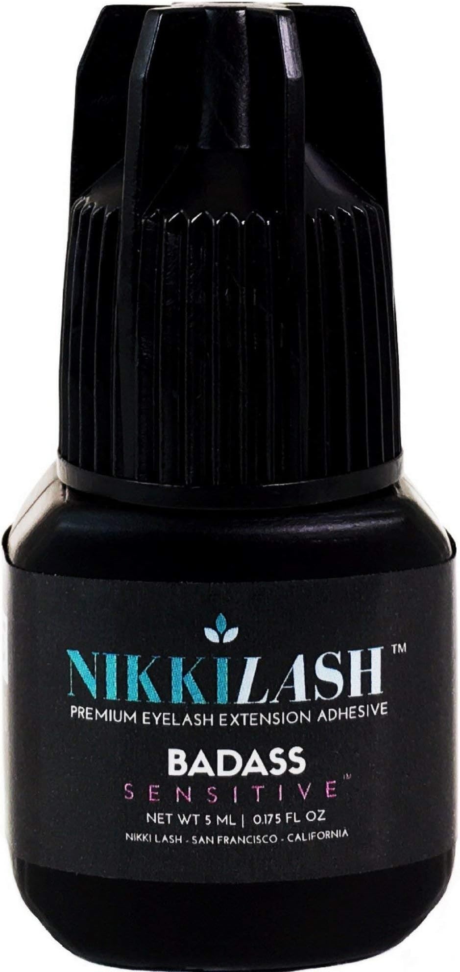 NIKKILASH BADASS SENSITIVE Eyelash Extension Glue with Latex-Free Low-Fume Low-Odor Less-Irritation | Formulated to Minimize Allergy Reactions For Sensitive Eyes Clients | Extra Strong Retention - 5ML