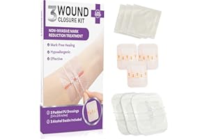 LIVACLEAN (3 CT) 2.3 X 2.3” Wound Closure Strips - Laceration Closure Kit - Zip Stitch Wound Kit Device Zip Tie Skin Closing Butterfly Adhesive Steri Strips Injury Closing Glue Bandages Sutures