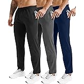 Men's 3 Pack Lightweight Breathable Athletic Gym Running Pants Workout Joggers with Zipper Pockets Black Blue Grey