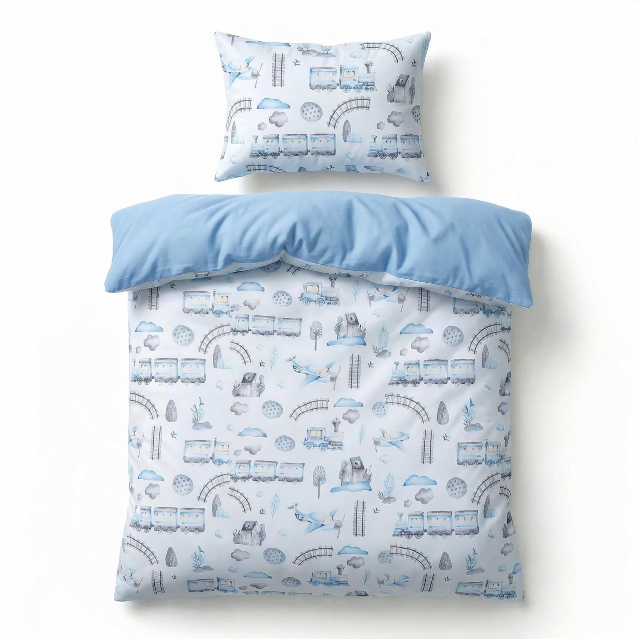 BABYSAFE Baby Cot Bed Duvet Cover Set Boys 120 X 90 with Toddler Pillowcase 40x60 Cm 100% Cotton - Toddler Duvet Cover Set in 100% Oeko-Tex Certified Cotton - Made in Europe