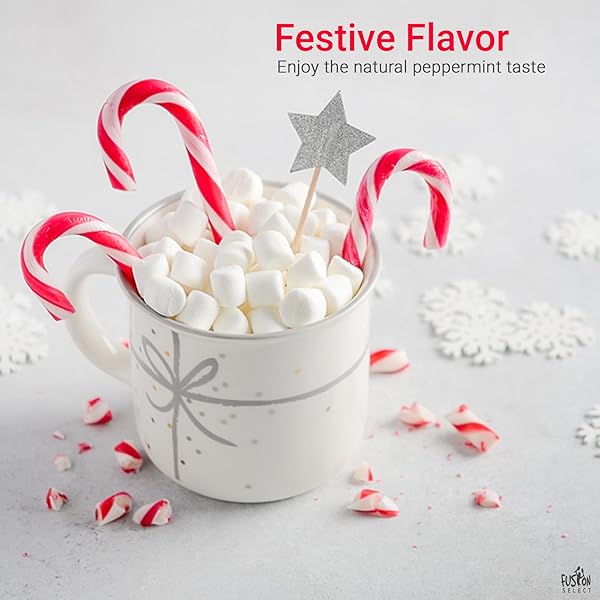 FUSION SELECT 100 PACK MINI CANDY CANES – STRIPED CHRISTMAS CANDIES, SWEET GOODIES FOR THE HOLIDAYS – NATURALLY FLAVORED MINI PEPPERMINT CONFECTIONS FOR YULETIDE PARTIES, STOCKING STUFFERS, GIFTS