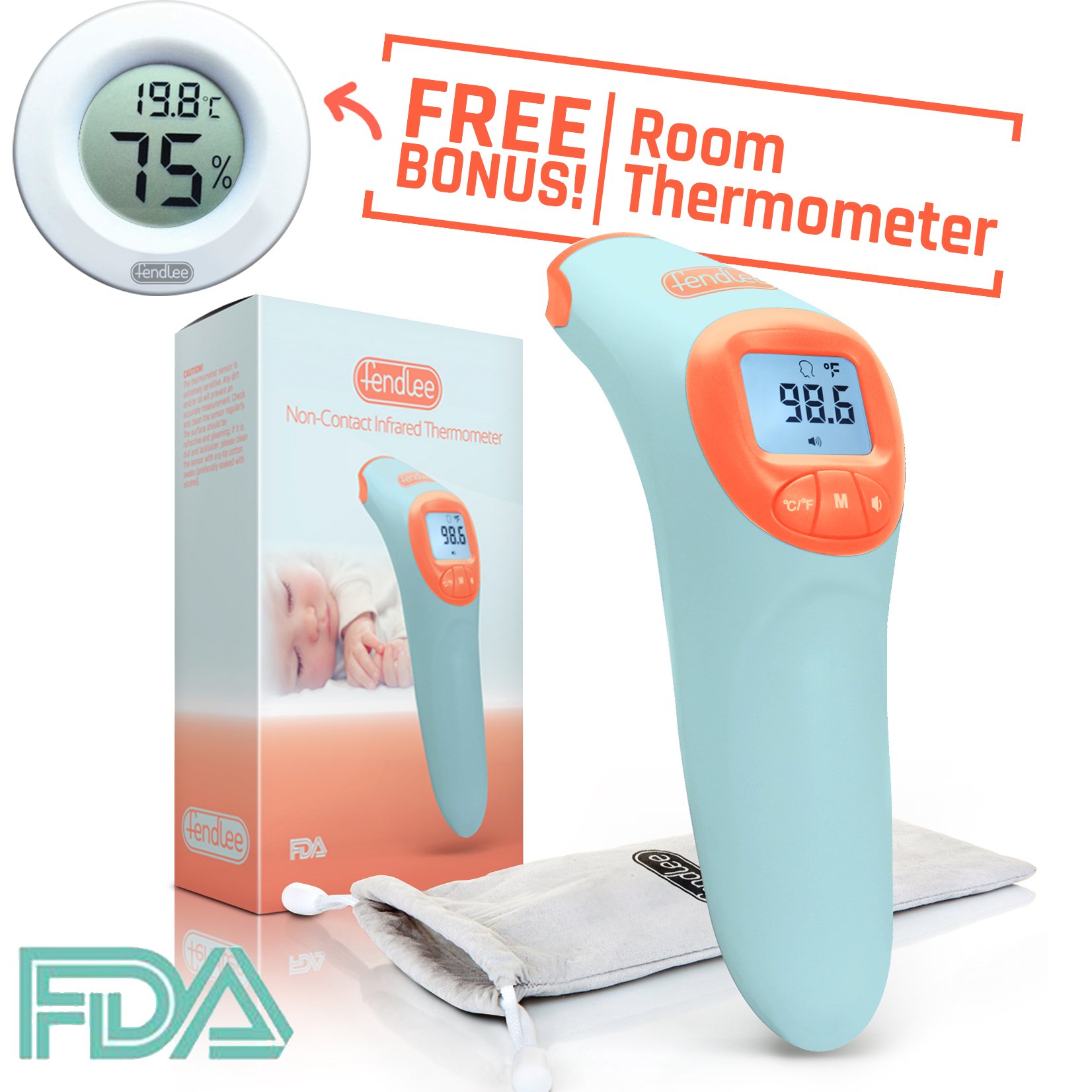 Fendlee Digital Infrared NonContact Forehead Thermometer Suitable for
