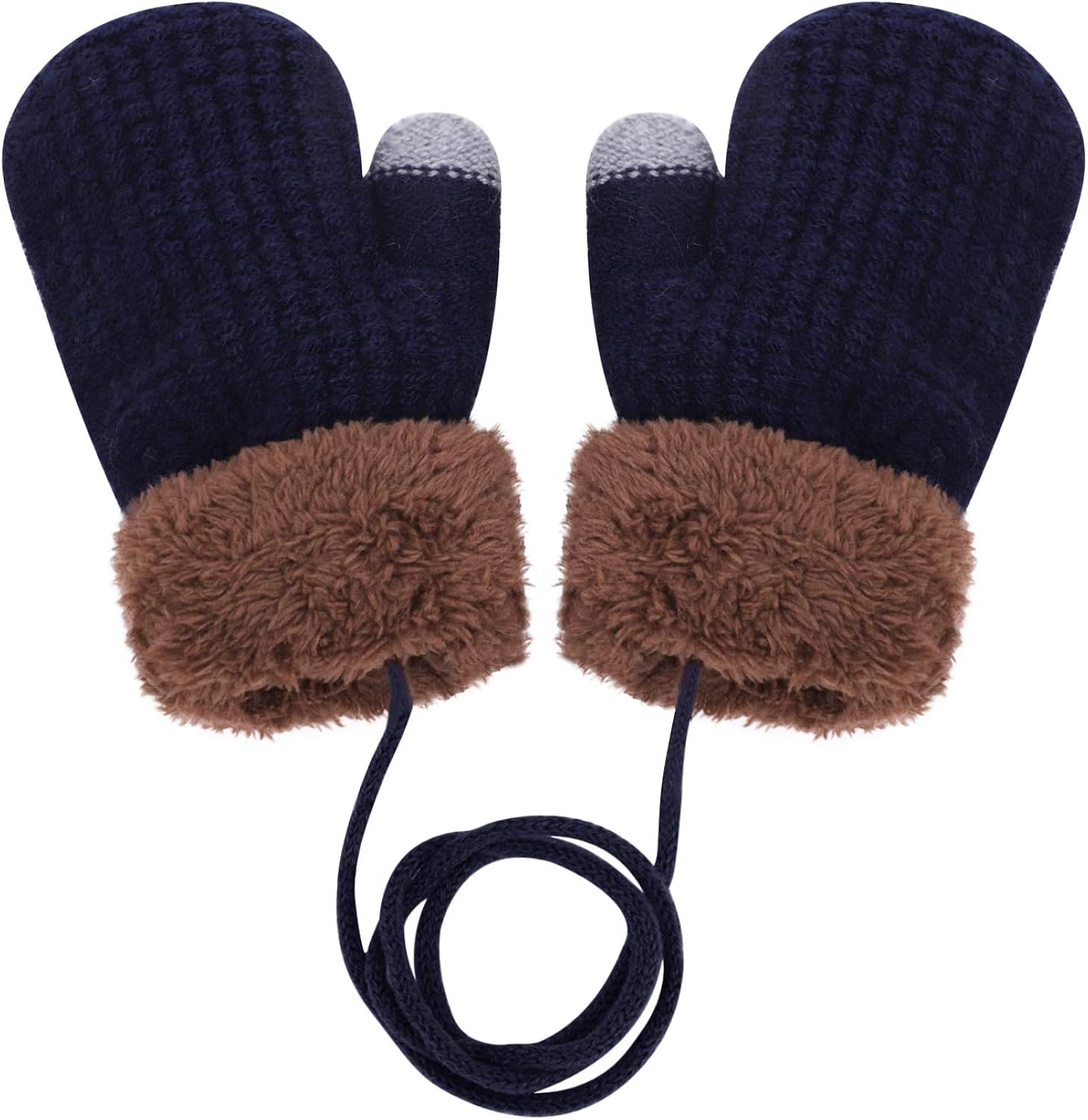 Kinder Handschuhe Winter Mit Schlüsselband - Strick-Fäustlinge Für 0-3 Jahre Jungen Mädchen