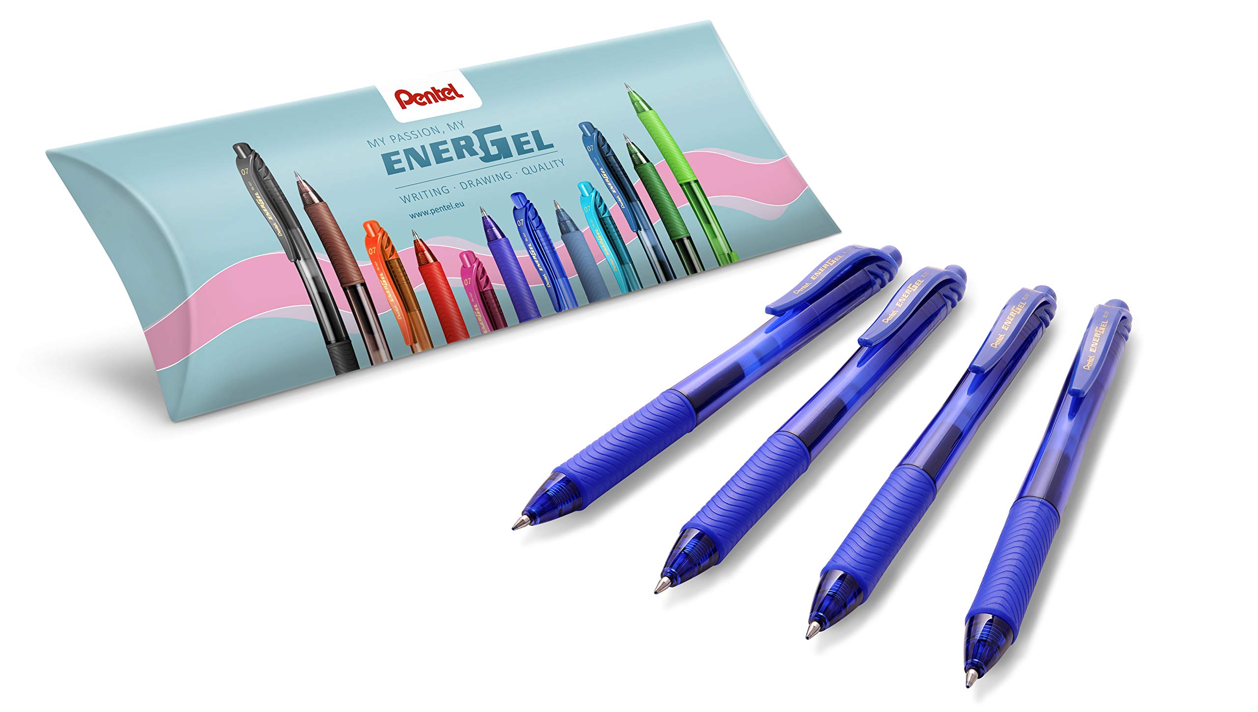 Pentel BL107-CX EnerGel Liquid Gel Rollerball Pen Set of 4 Gel Rollerball Pens Blue 0.7 Ball = 0.35 mm Line Width